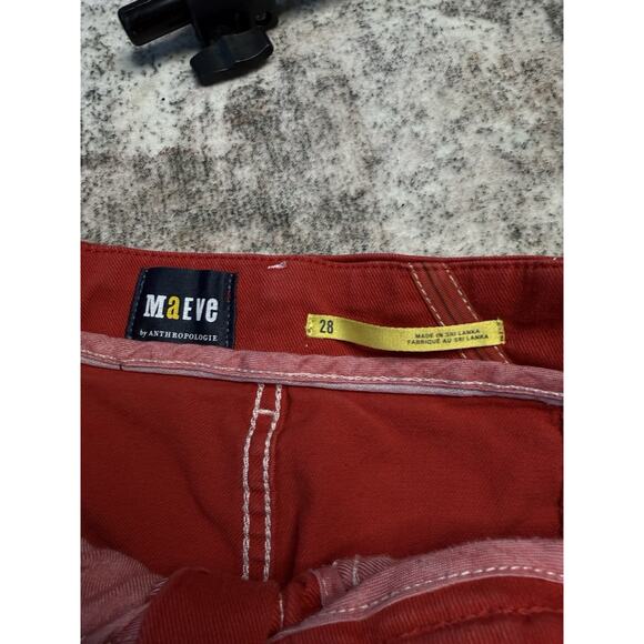 Maeve Seamed High Rise Wide Leg Jeans Red Size 28 Anthropologie - Picture 6 of 11